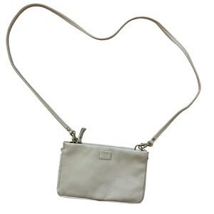 Fossil White Ivory Cowhide Pebbled Leather Slim Mini Crossbody Bag